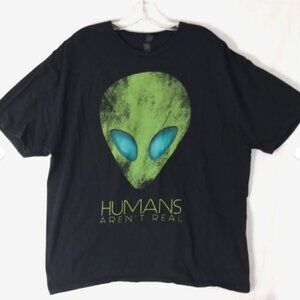 Humans Aren't Real T-shirt Men's XXL 2XL Aliens Sci-fi Funny Extra Terrestrial